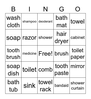 Items Found in the Bathroom Bingo Card
