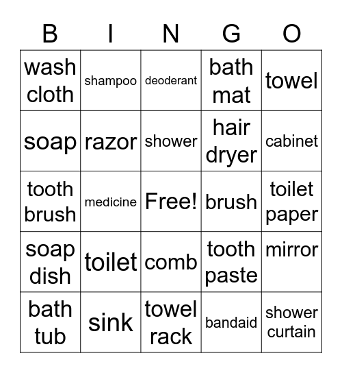 Items Found in the Bathroom Bingo Card