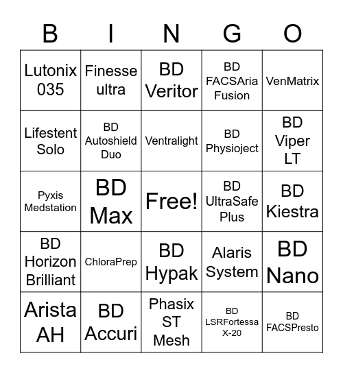 BD Bingo Card