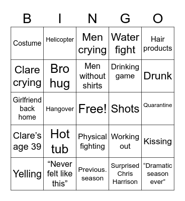 Bachelorette BINGO Card