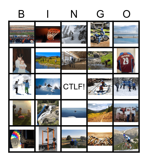 Favorite "Pastime" Bingo Card