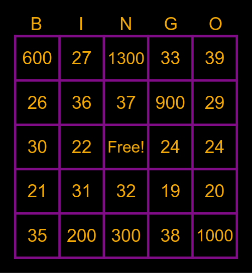 Halloween Math Bingo Card