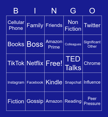 What's Influencing You? Bingo Card
