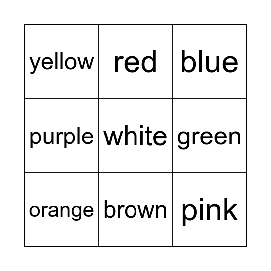 Color Bingo Card