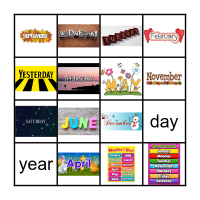 La Date (semaine/mois) Bingo Card