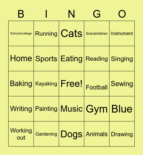 FUN FACT BINGO!!!! Bingo Card