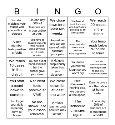 COVID Bingo :( Bingo Card