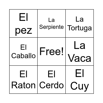 Las Mascotas Bingo Card