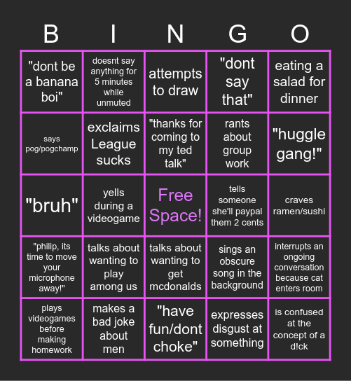 nano bingo Card