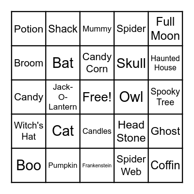 Halloween Bingo Card