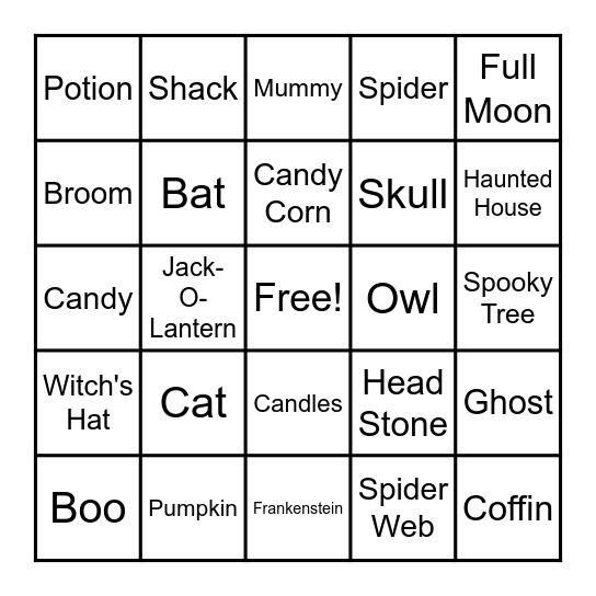 Halloween Bingo Card