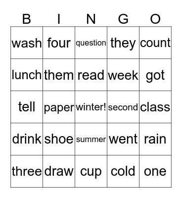 Reading lessons 234-243 Bingo Card