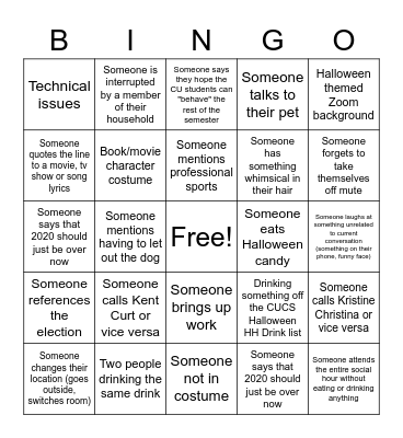 CUCS Halloween Bingo Card