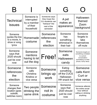 CUCS Halloween Bingo Card