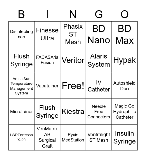 BD Bingo Card