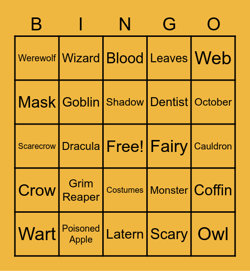 HALLOWEEN Bingo Card