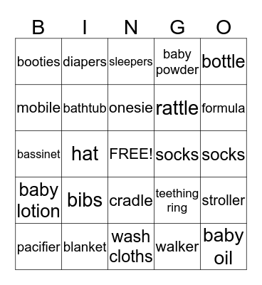 Rilisha's Baby Gifts Bingo Card
