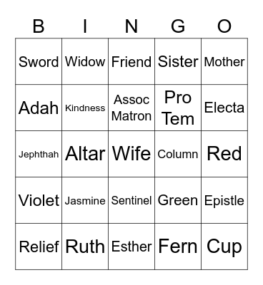 OES Bingo Card
