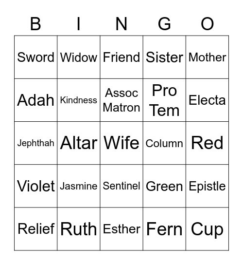 OES Bingo Card