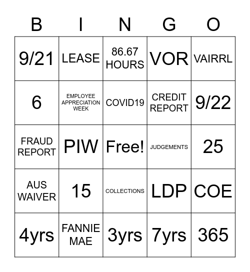 QUALITY CONTROL BINGO Card
