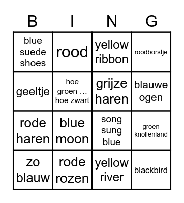 KLEUREN Bingo Card