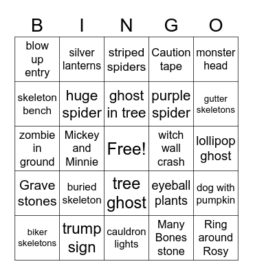 Halloween Hunt Bingo Card