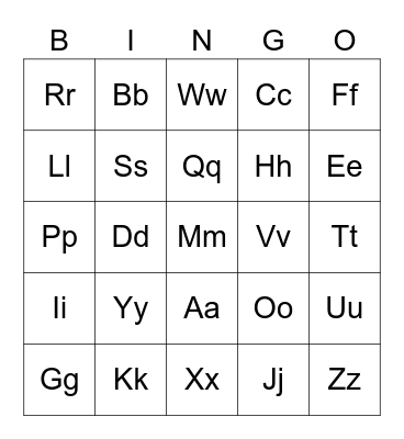 Halloween Alphabet Bingo Card