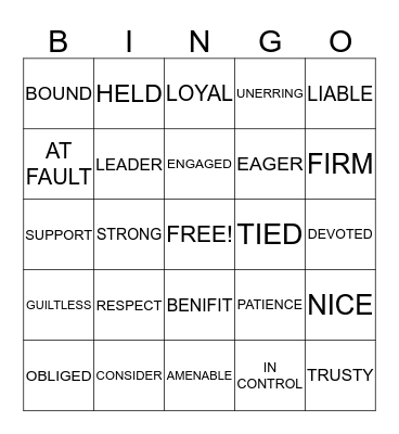 RESPONSIBLE BINGO Card