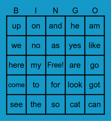 Sight Words! Bingo Card
