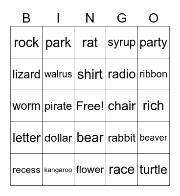 Speech Bingo Card