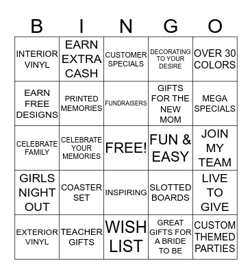 SIMPLY SAID DESIGNS Bingo Card