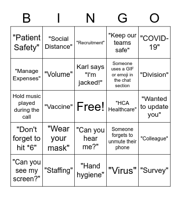 Monthly Management Bingo Card