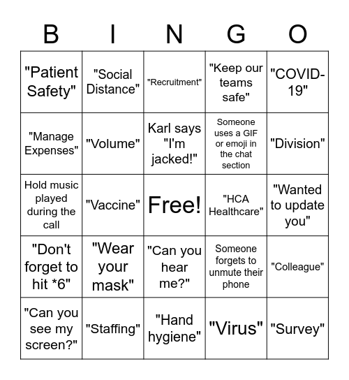 Monthly Management Bingo Card