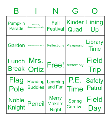 Noble Bingo Card