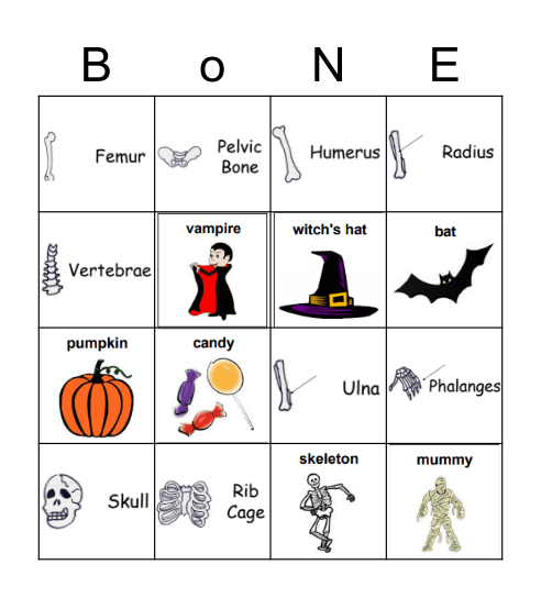Skeleton/Halloween Bingo Card