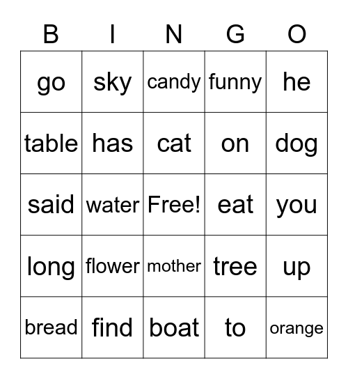 Edmark 31-60 Bingo Card