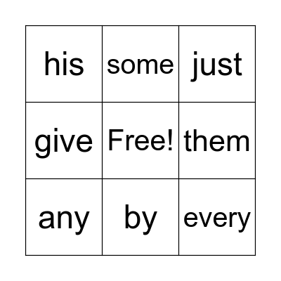 First Grade Sight Words Bingo Card