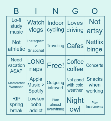 KRISTIE'S BINGO Card