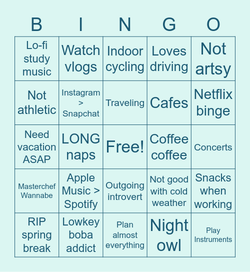 KRISTIE'S BINGO Card