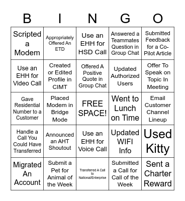 Briskey Bingo Card