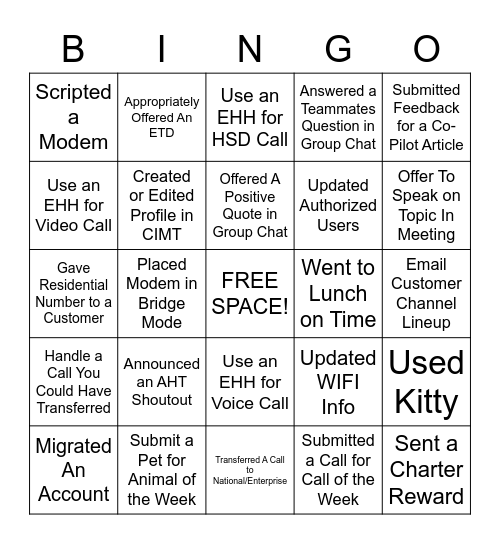 Briskey Bingo Card