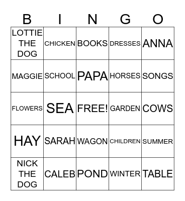 FARMER'S Bingo Card