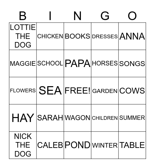 FARMER'S Bingo Card