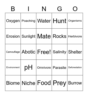 Ecology #2 Bingo Card