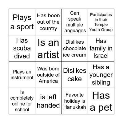 Get to Know You Bingo Card