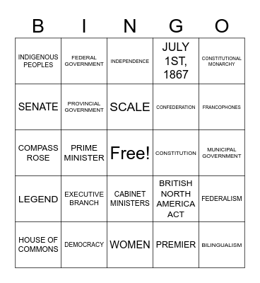 BUILDING A NATION Bingo Card