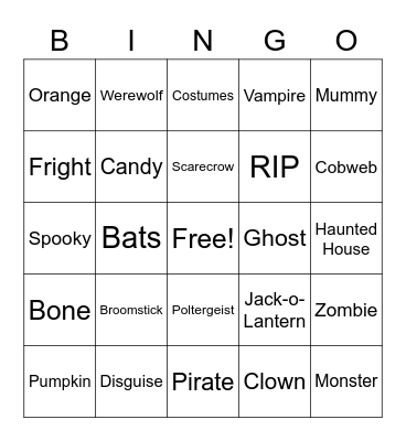 InterVarsity Halloween Bingo Card
