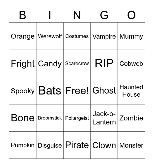 InterVarsity Halloween Bingo Card