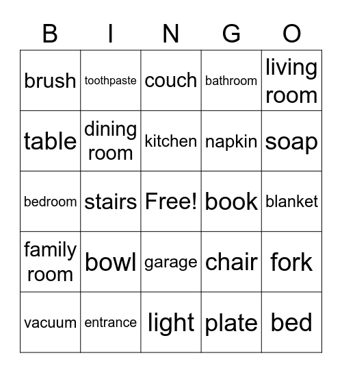 In The House Bingo Card