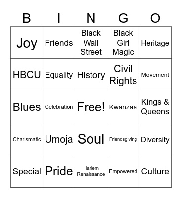 Umoja Bingo Card